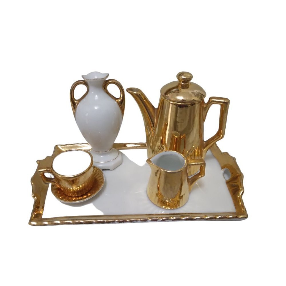 Vintage J. L. Menau Miniature Porcelain Coffee Set Doll House Collectible - Picture 11 of 11